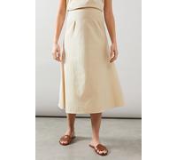Wallis Women's Linen Midi Skirt in Stone | Size: 14 Wallis Stone 14