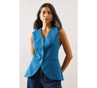 Wallis Women's Longline Button Detail Waistcoat in Blue | Size: 16 Wallis Blue 16