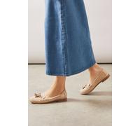 Wallis Women's Lonny Faux Leather Patent Snaffle & Tassel Detail Loafers in Bone | Size: 6 Wallis Bone 6