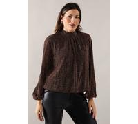 Wallis Women's Metallic Geometric High Neck Blouse in Bronze | Size: Small Wallis Bronze S