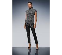 Wallis Women's Metallic Jersey Top in Silver | Size: 20 Wallis Silver 20