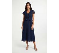 Wallis Women's Metallic Polka Dot Ruffle Midi Dress in Navy | Size: 20 Wallis Navy 20
