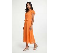 Wallis Women's Metallic Polka Dot Ruffle Midi Dress in Orange | Size: 14 Wallis Orange 14