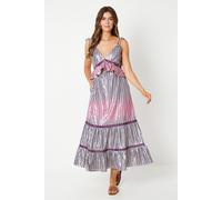 Wallis Women's Metallic Strappy Tie Shoulder Midi Dress in Purple | Size: 12 Wallis Purple 12