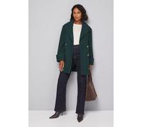 Wallis Women's Mid Length Double Breasted Coat in Dark Green | Size: 16 Wallis Dark Green 16