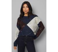 Wallis Women's Navy Oversized Argyle Jumper | Size: XL Wallis Navy XL