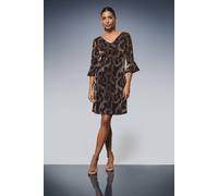 Wallis Women's Occasion Glitter Jersey Ruffle Shift Dress in Rose Gold | Size: 18 Wallis Rose Gold 18