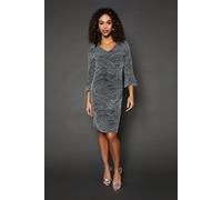 Wallis Women's Occasion Glitter Jersey Ruffle Shift Dress in Silver | Size: 14 Wallis Silver 14