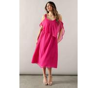 Wallis Women's Occasion Hotfix Overlay Midi Dress in Magenta | Size: 18 Wallis Magenta 18