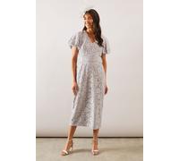 Wallis Women's Occasion Lace Pencil Midi Dress in Grey | Size: 16 Wallis Grey 16