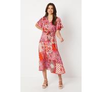 Wallis Women's Occasion Paisley Button Midi Dress in Red | Size: 10 Wallis Red 10