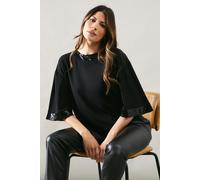 Wallis Women's Occasion Sequin Trim Ity Top in Black | Size: 20 Wallis Black 20