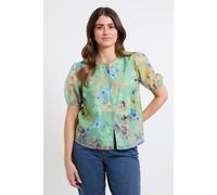Wallis Women's Organza Puff Sleeve Top in Green | Size: 16 Wallis Green 16