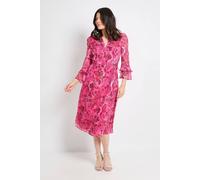 Wallis Women's Paisley Burn Out Ruffle Midi Dress in Pink | Size: 20 Wallis Pink 20