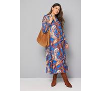 Wallis Women's Paisley Ruffle Collar Midi Dress in Blue | Size: 12 Wallis Blue 12