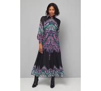 Wallis Women's Paisley Tiered Shirt Maxi Dress in Black | Size: 18 Wallis Black 18