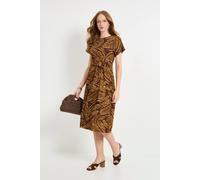 Wallis Women's Palm Jersey Knot Side Column Midi Dress in Chocolate | Size: 12 Wallis Chocolate 12