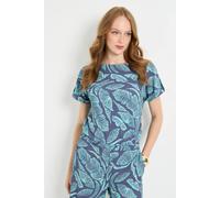 Wallis Women's Palm Jersey Roll Sleeve Button T-Shirt in Navy | Size: 22 Wallis Navy 22