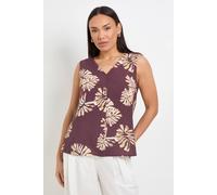 Wallis Women's Palm Print Button Cami Top in Chocolate | Size: 10 Wallis Chocolate 10