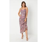 Wallis Women's Palm Print Cowl Neck Midi Dress in Pink | Size: 16 Wallis Pink 16