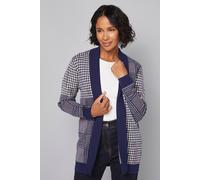 Wallis Women's Pattern Block Check Longline Cardigan in Black | Size: Medium Wallis Black M