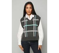 Wallis Women's Petite 2 in 1 Check Knitted Vest in Grey | Size: Medium Wallis Grey M