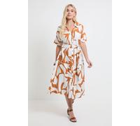 Wallis Women's Petite Abstract Short Sleeve Shirt Dress in Rust | Size: 20 Wallis Rust 20