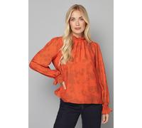 Wallis Women's Petite Animal Floral Shirred Neck Blouse in Red | Size: 12 Wallis Red 12