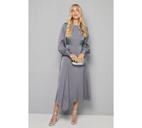 Wallis Women's Petite Asymmetric Angled Seam Crew Neck Midi Dress in Blue | Size: 16 Wallis Blue 16