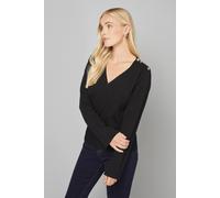 Wallis Women's Petite Asymmetric Rib Detail Knitted Peplum Top in Black | Size: Medium Wallis Black M