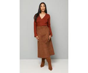 Wallis Women's Petite Asymmetric Rib Detail Knitted Peplum Top in Rust | Size: Small Wallis Rust S