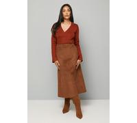 Wallis Women's Petite Asymmetric Rib Detail Knitted Peplum Top in Rust | Size: XL Wallis Rust XL