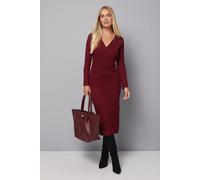 Wallis Women's Petite Asymmetric Rib Knitted Dress in Berry | Size: Large Wallis Berry L