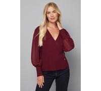 Wallis Women's Petite Berry Woven Sleeve Jumper | Size: XL Wallis Berry XL
