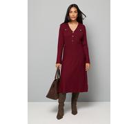 Wallis Women's Petite Burgundy Statement Button Pleated Knitted Dress | Size: Large Wallis Burgundy L