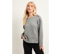 Wallis Women's Petite Button Detail Knitted Jumper in Grey | Size: Large Wallis Grey L