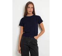 Wallis Women's Petite Button Detail Short Sleeve Knitted Top in Navy | Size: Large Wallis Navy L