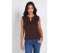 Wallis Women's Petite Chain Trim Knitted Vest Top in Chocolate | Size: Small Wallis Chocolate S