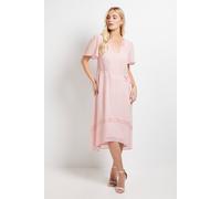 Wallis Women's Petite Chiffon Lace Insert Midi Dress in Blush | Size: 16 Wallis Blush 16