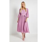 Wallis Women's Petite Chiffon Plait Detail Pleated Midi Dress in Lilac | Size: 14 Wallis Lilac 14