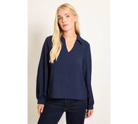 Wallis Women's Petite Collared Woven Blouse in Navy | Size: 18 Wallis Navy 18