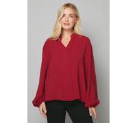 Wallis Women's Petite Collarless Woven Blouse in Wine | Size: 14 Wallis Wine 14