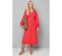 Petite Crepe Button Front Midaxi Dress Wallis Red 18