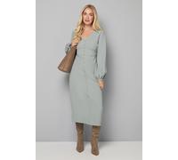 Petite Crepe Button Front Midaxi Dress Wallis Sage 16