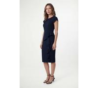 Wallis Women's Petite Crepe Pleat Ruffle Midi Dress in Navy | Size: 12 Wallis Navy 12