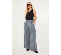 Wallis Women's Petite Denim Look Belted Wide Leg Trouser in Indigo | Size: 12 Wallis Indigo 12