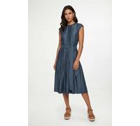 Wallis Women's Petite Denim Look Drop Waist Midi Dress in Indigo | Size: 18 Wallis Indigo 18