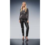 Wallis Women's Petite Devore Jersey Twist Top in Black | Size: 10 Wallis Black 10