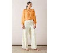 Wallis Women's Petite Dobby Button Collarless Blouse in Orange | Size: 14 Wallis Orange 14