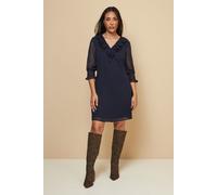 Petite Dobby Ruffle Shift Dress Wallis Navy 10